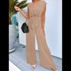 thumbnail image 5 of Conjuntos de Dos Piezas de Verano para Mujer 2025, Top Corto con Cinturón, Mangas y Cuello en V, Pantalones Anchos, Chándal Informal. Caqui L, 5 of 8