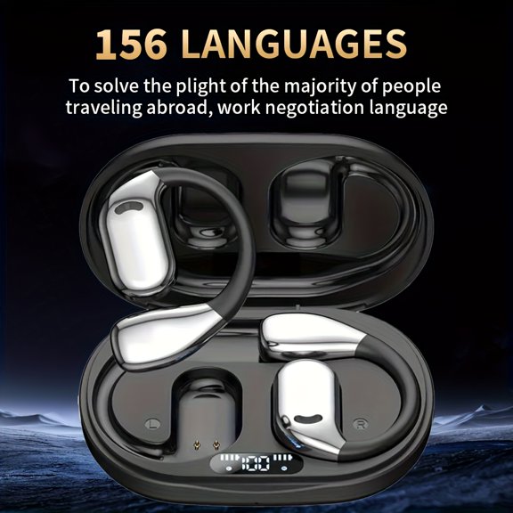 3-In-1 AI Translation Earphones | Real-Time Translation for 156 Languages, Bone Conduction Wireless Headphones - Ideal for Travel, Business, And Learning