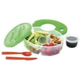 thumbnail image 2 of Salad Lunch Dressing Sauce Reusable 6Pc BPA-Free 4-Compartment Container - Green, 2 of 3