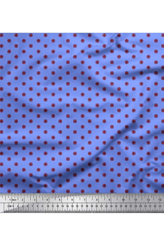 Viscose Chiffon Fabric Red Small Motif Shirting Printed Fabric 1 Yard 42 Inch Wide