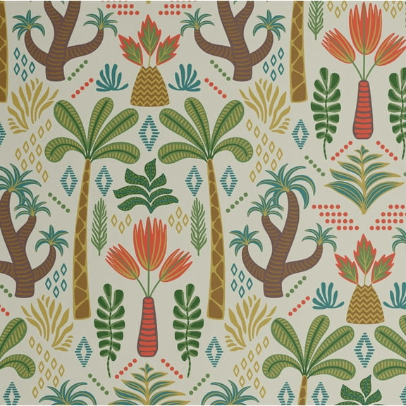 S4Sassy Peel & Stick Vinyl Wallpaper, Chic Bohemian Palm Tree Wallpaper Contact Paper Waterproof - Beige, 25"x120", Removable Wall Covering for Home Decor in Bedrooms, Renter Spaces