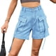 thumbnail image 2 of Shorts Vaqueros Cargo para Mujer - Shorts Casuales de Verano Vintage con Botones y Cremallera Azul Añadido S, 2 of 8