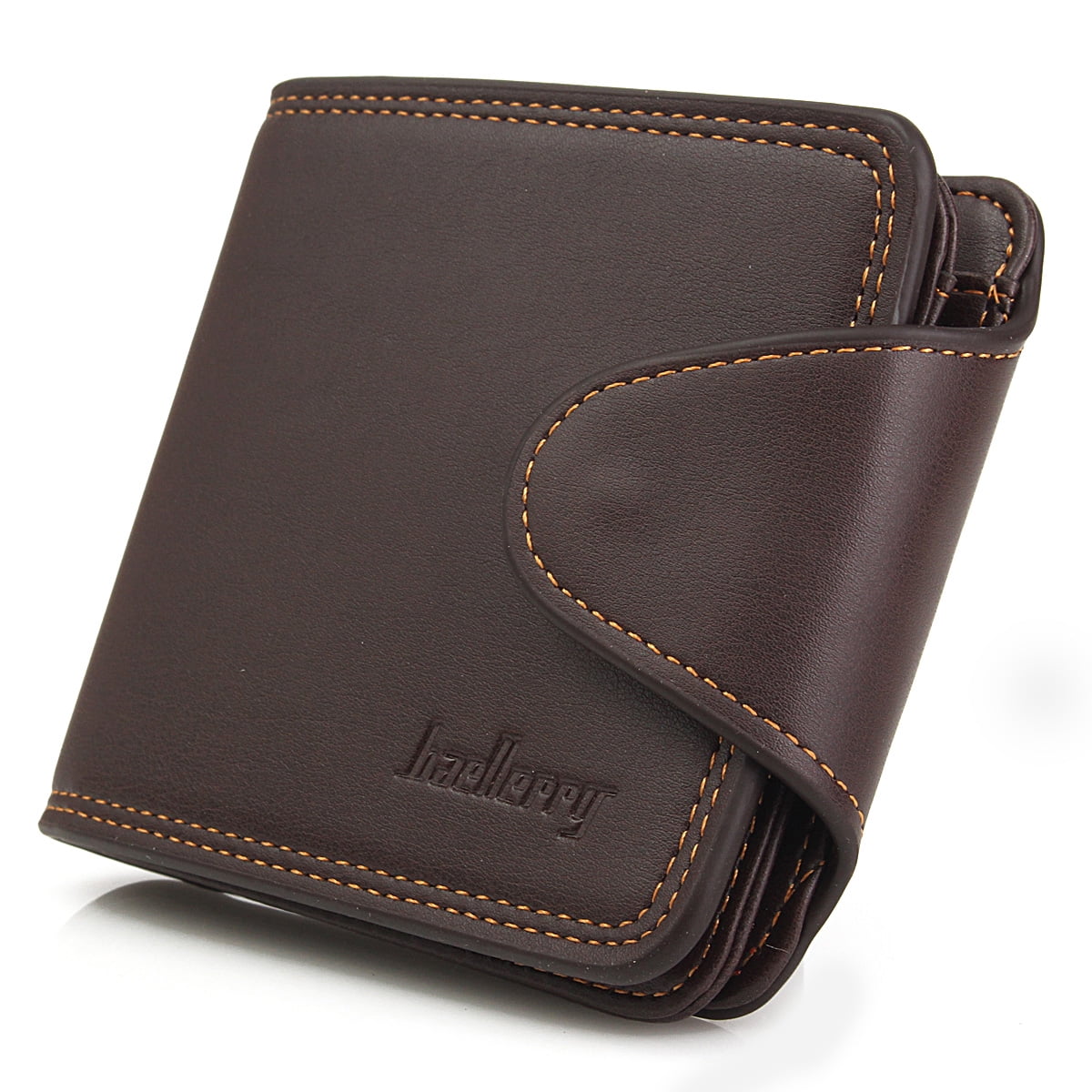 KUDOSALE - Men Leather Card Holder Coin Purse Pockets Button Bifold Money Clip Short Wallet ...