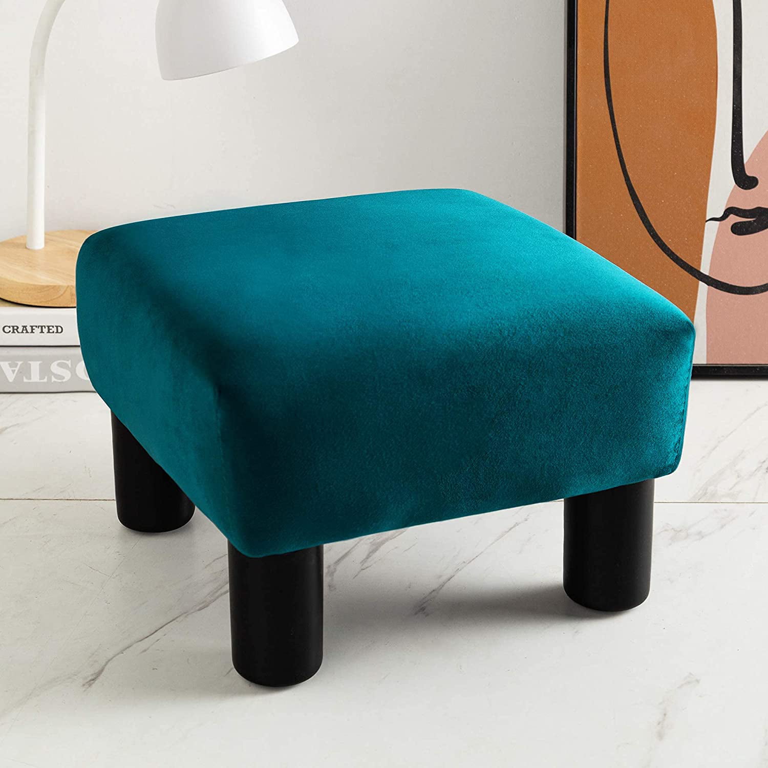 Small Footstool Ottoman velvet Soft Footrest Ottoman With - Temu