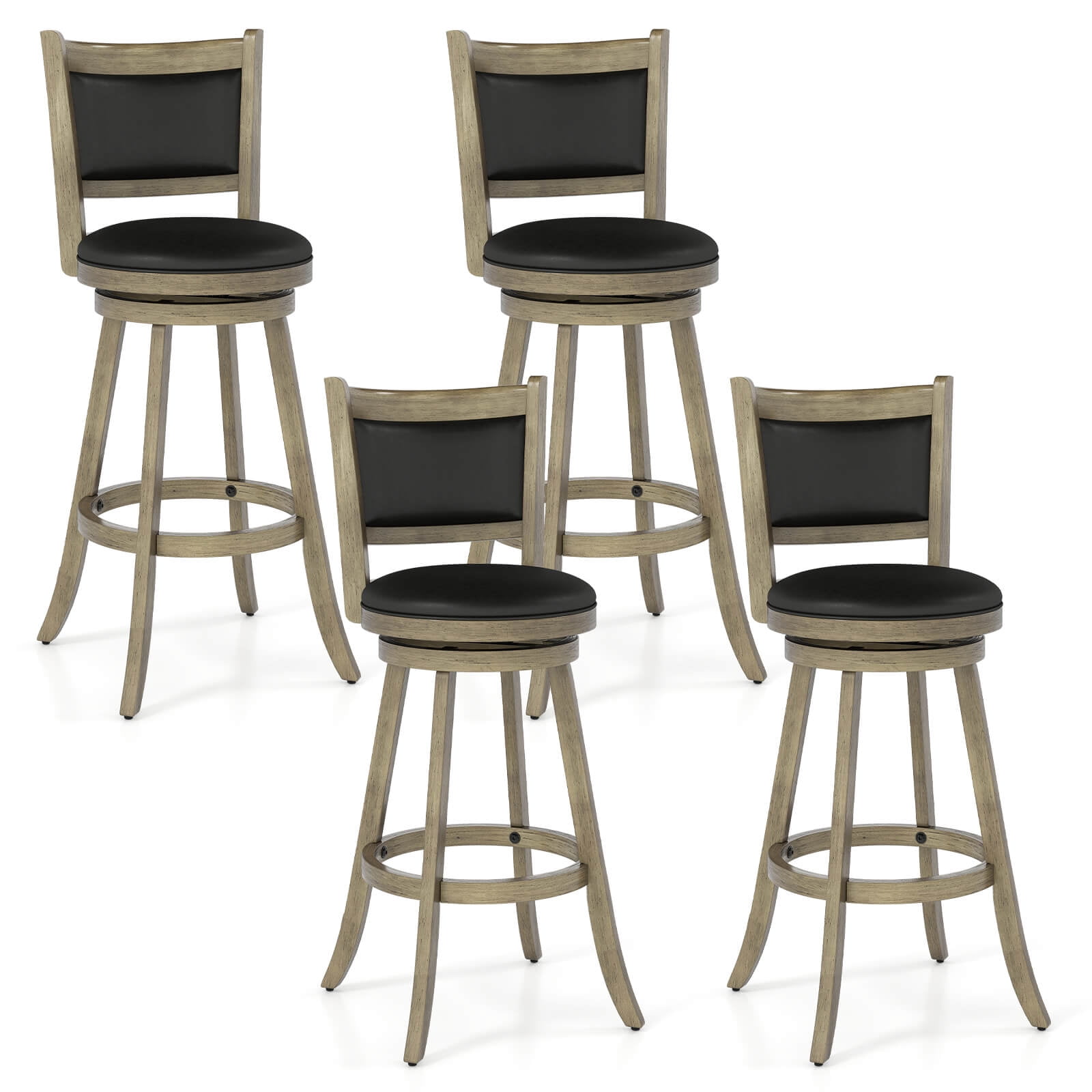 椅子 Caraway Costway 2-Piece 29'' Kitchen Counter Barstool Set, Swivel Wood