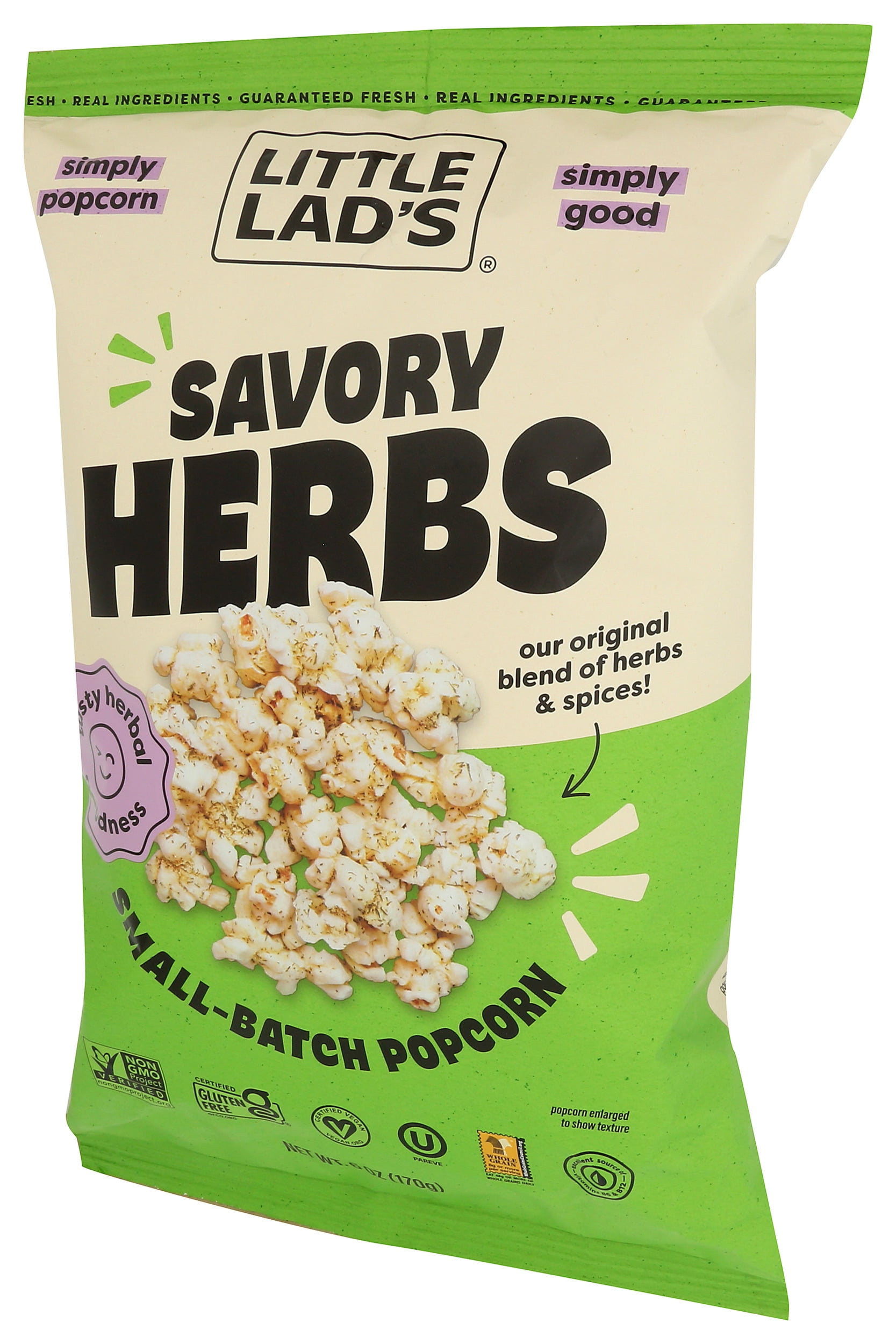 Pack of 6, Little Lads Savory Herbs Popcorn, 6 oz