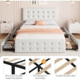 thumbnail image 3 of Bingirl Upholstered Queen Bed Frame with Adjustable Headboard, 4 Storage Drawers, Button Finish Design, No Box Spring Needed, Noise-Free, Easy Assembly in Beige, 3 of 7