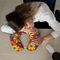 thumbnail image 6 of U-Shaped Pillow 11.8×9.8in With Pillow Core Comfortable Soft Invisible Zipper For Daily Travel Driving Office Groovy Flowers (25), 6 of 8
