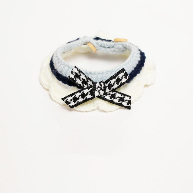 Serviette de Salive Tricotée à la Main Nœud Papillon Mignon Chaton Chat Chiot Collier Réglable Décoration pour Chien Accessoires pour Chien