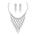 thumbnail image 1 of Visland Necklace Earring Set Shiny Rhinestone Geometric Shape Hanging Earrings High-end Luxurious Bride Princess Style Wedding Prom Banquet Ear Neck Jewelry, 1 of 7