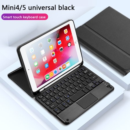Keyboard Cover Ipad 4 iPad 7.9 Bluetooth Keyboard Case with Built-in Pencil Holder,Black Leather Back Protective Cover w/Magnetically Detachable Wireless Bluetooth Keyboard for iPad Mini 4 Mini 5 ()