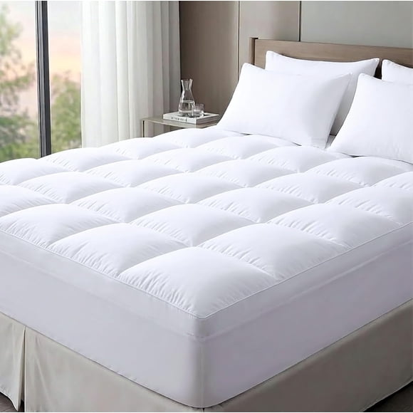 Full Size Mattress Topper Extra Thick Pillow Top, Cooling Plush Mattress Pad Cover, Soft Breathable Bed Topper for Back Pain Relief with Deep Pocket 8–21”