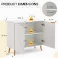 thumbnail image 3 of Stylish White Fluted Sideboard Cabinet with Adjustable Shelves & Multifunctional Wooden Accent Cabinet with Doors, Buffet Storage for Living Room, Dining Room, Entryway ,White/Black, 3 of 8