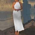 thumbnail image 6 of Mceream Beach Women's Halter Pleated Maxi Dress – Flowy Lightweight Fabric, Sun Protection, Perfect for Vacation & Summer Holidays White L, 6 of 9
