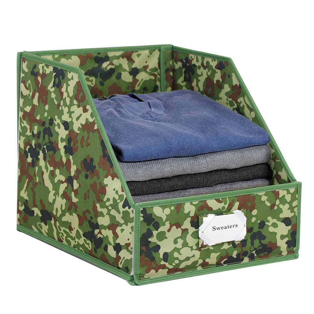 Clothing Storage Bins with Easy Access Front Panel Camouflage/Green
