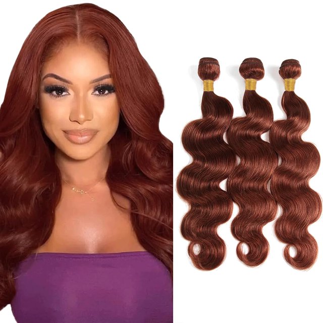 Hair Bundles Fridnae Color 33 Body Wave, marrón rojizo, de 12 a 16 pulgadas