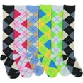 thumbnail image 5 of ToBeInStyle Women's Pack of 6 Knee High Socks - Argyle Patterned Analagous Color Sets, 5 of 7