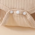 thumbnail image 5 of CAUYDY Newborn Picture Outfit for Baby Girls 0 3 6 9 Months 1T Toddler Ruffle Long Sleeved Jumpsuit Pants Headband 3-Piece Clothes Set Cute Beige Sizes 0-3 Months, 5 of 7