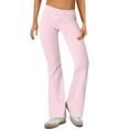 thumbnail image 6 of longantii Women's Flare Leggings Stretch Slim Active Pants Casual Wide Leg Bootleg Sweatpants Fold-Over Yoga Gym Sports Athletic Leggings Light pink S, 6 of 8