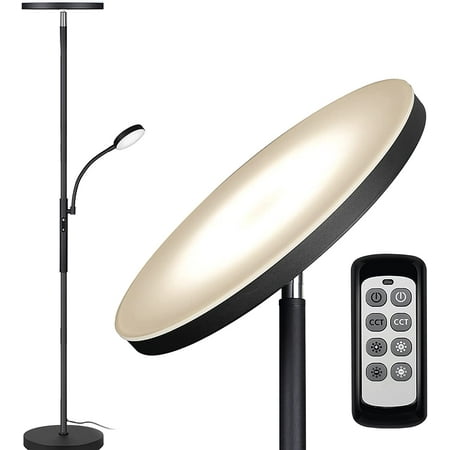 Dimunt Floor Lamp LED Floor Lamps for Living Room Bright Lighting  27W/2000LM Main Light and 7W/350LM Side Reading Lamp  Adjustable 3 Colors Tall Lamp with Remote & Touch Control