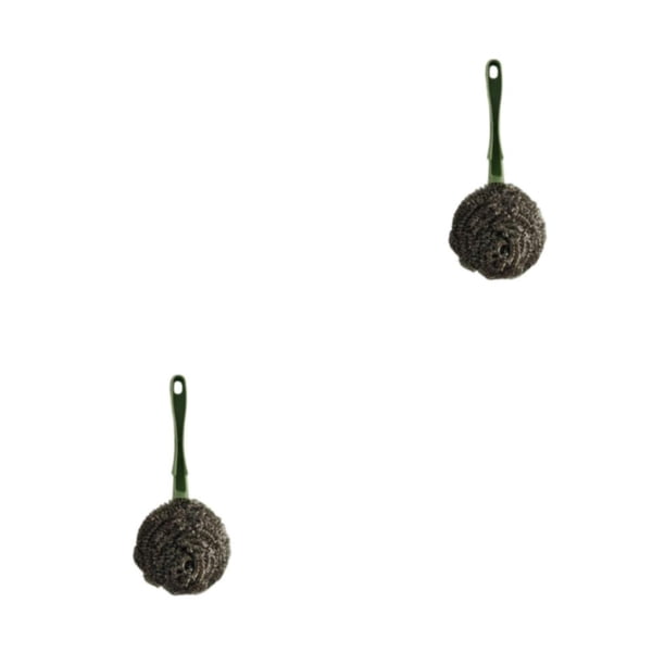 Monstrate Cepillo de limpieza de alambre de acero, reemplazo de mango largo portátil, bandeja de banco de cocina reutilizable, cepillos para Verde 2Conjunto