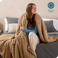 thumbnail image 4 of Bare Home Faux Shearling Blanket - Dual Layer - Fluffy & Soft - Lightweight - Twin/Twin XL, Teddy Bear Brown, 4 of 7