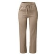 thumbnail image 2 of HNMKIU Wide Leg Pants Loose Drawstring Button Detail Casual Long Length Solid Color for Everyday Trousers for Women Khaki,M, 2 of 4