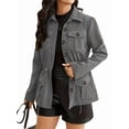 thumbnail image 2 of Female Fashion Corduroy Shackets Down Jackets Tops Fall Trendy Long Sleeve Shirts Gray XL, 2 of 9