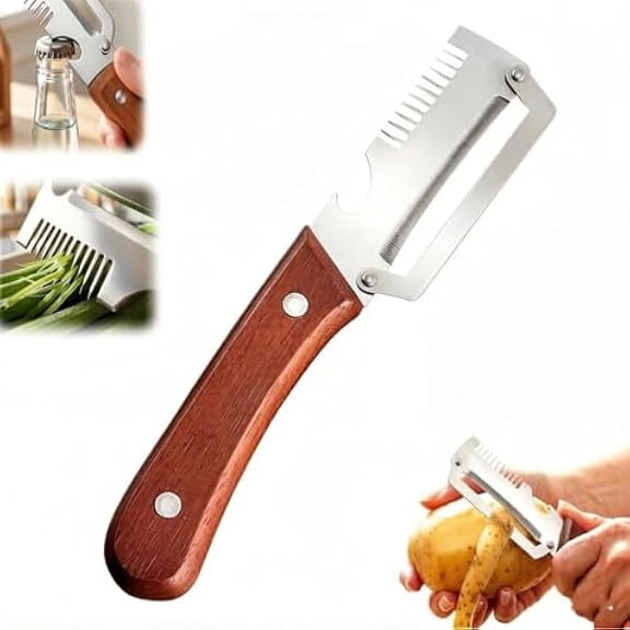 Multi-Functional Vegetable Peeler For The Kitchen, Stainless Steel Peeler With Wooden Handle And Bottle Opener, Kitchen Tool For Vegetables Or Fruits That Need To Be Peeled (1PCS)