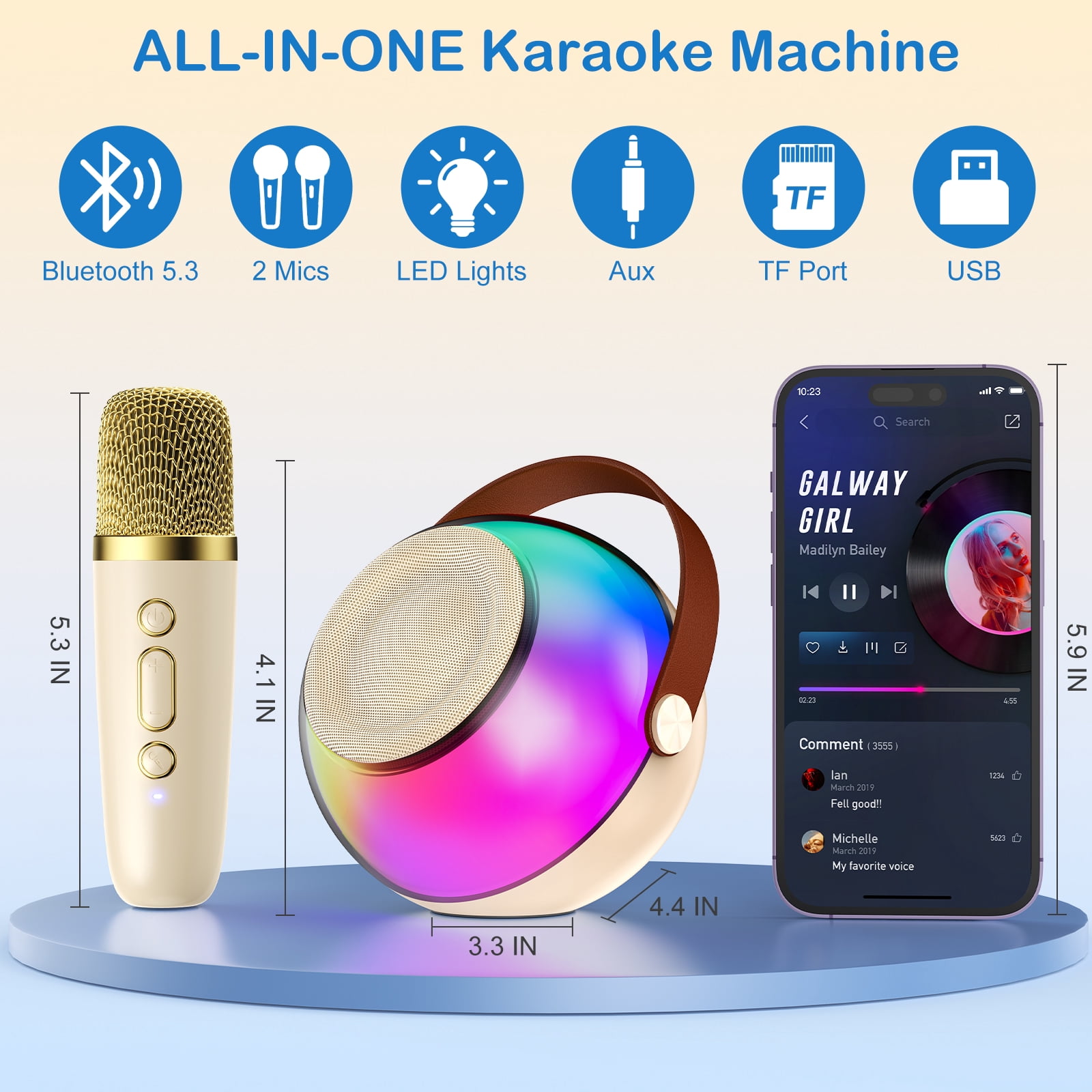 FanFun Mini Karaoke Machine for Kids, Portable Singing Machine with Microphone, Bluetooth Karaoke Speaker on Sale for Adult, Best Gift for Christmas, D25