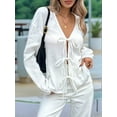 thumbnail image 2 of Womens Bow-Tie Front Tops Babydoll Puff Long Sleeve Blouse Y2k Casual Shirt White XL, 2 of 7