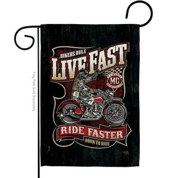 Breeze Decor G165258-BO 13 x 18.5 in. Bikers Rule Interests Vehicle Double-Sided Decorative Vertical Garden Flags - House Decoration Banner Yard Gift