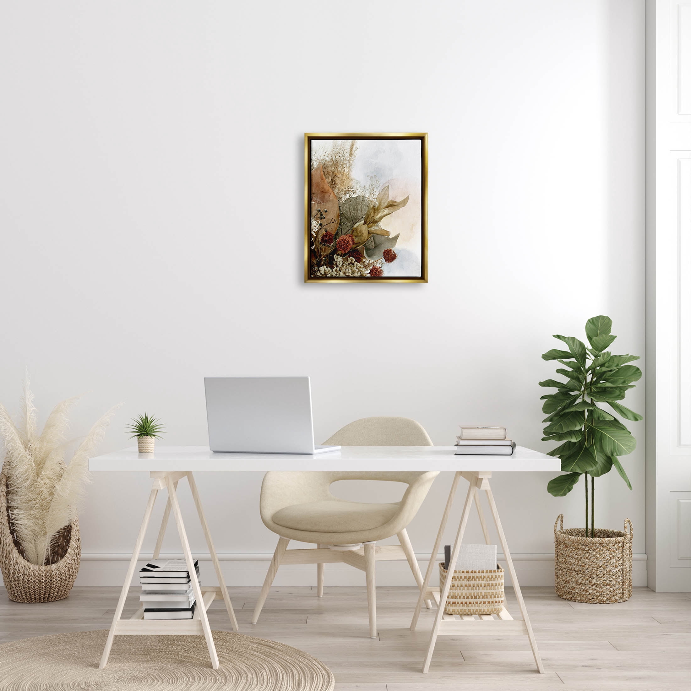 Vintage Herbal Arrangement Botanical & Floral Graphic Art Metallic Gold Framed Art Print Wall Art