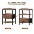 thumbnail image 7 of LIFERECORD Night Stand with 2 Fabric Drawers, Nightstand with Charging Station, End Tables with Storage Shelf for Small Spaces, Bedside Table Side Tables for Bedroom, Rustic Brown, 7 of 7