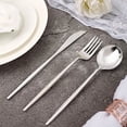 thumbnail image 4 of BalsaCircle 24 Silver Disposable Premium Plastic Cutlery Spoon Fork Knife Set Wedding Party Decorations, 4 of 8