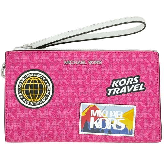 Michael Kors Women's Jet Set Travel Large Embellished Signature Logo Wristlet (Dragonfruit)