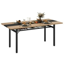 Gymax 71'' Long Large Wood Dinner Table 6 FT Dining Table w/ Heavy-Duty Metal Frame
