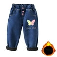 thumbnail image 3 of Hicidod Baby Jeans for Boys Girls Fleece Lined Winter Warm Denim Pants Button Stretch Casual Full Length Elastic Waist Jean, 3 of 4