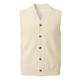 thumbnail image 5 of Mens V Neck Knitted Sweater Vest Sleeveless Button Down Cardigan Classic Business Casual Gilet Spring Fall Beige L, 5 of 10