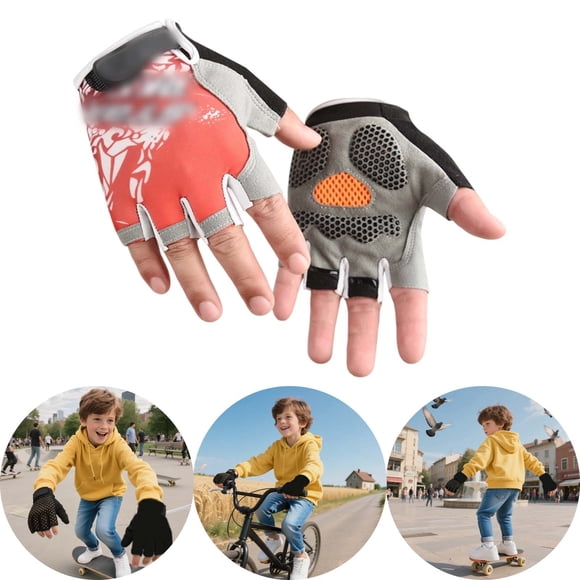 Gants de Sport d'Extérieur pour Enfants Gants de Cyclisme Demi-Doigt pour Enfants Gants de Sport pour Jeunes pour Jeu Actif pour Vélo Patinage et Aventures en Plein Air