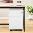 thumbnail image 1 of CLEARANCE! 2 Drawer Mobile File Cabinet with Lock Metal Filing Cabinet for Legal/Letter/A4/F4 Size, Fully Assembled Include Wheels, Home/Office Design，White, 1 of 6