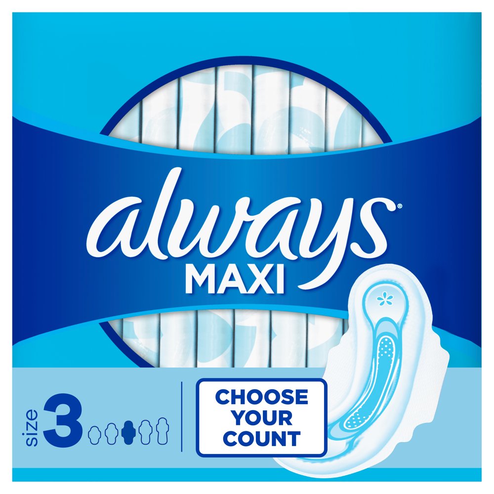 Always Maxi Pads, Winged, Unscented, Super, Extra Long, Size 3, 33 Ct