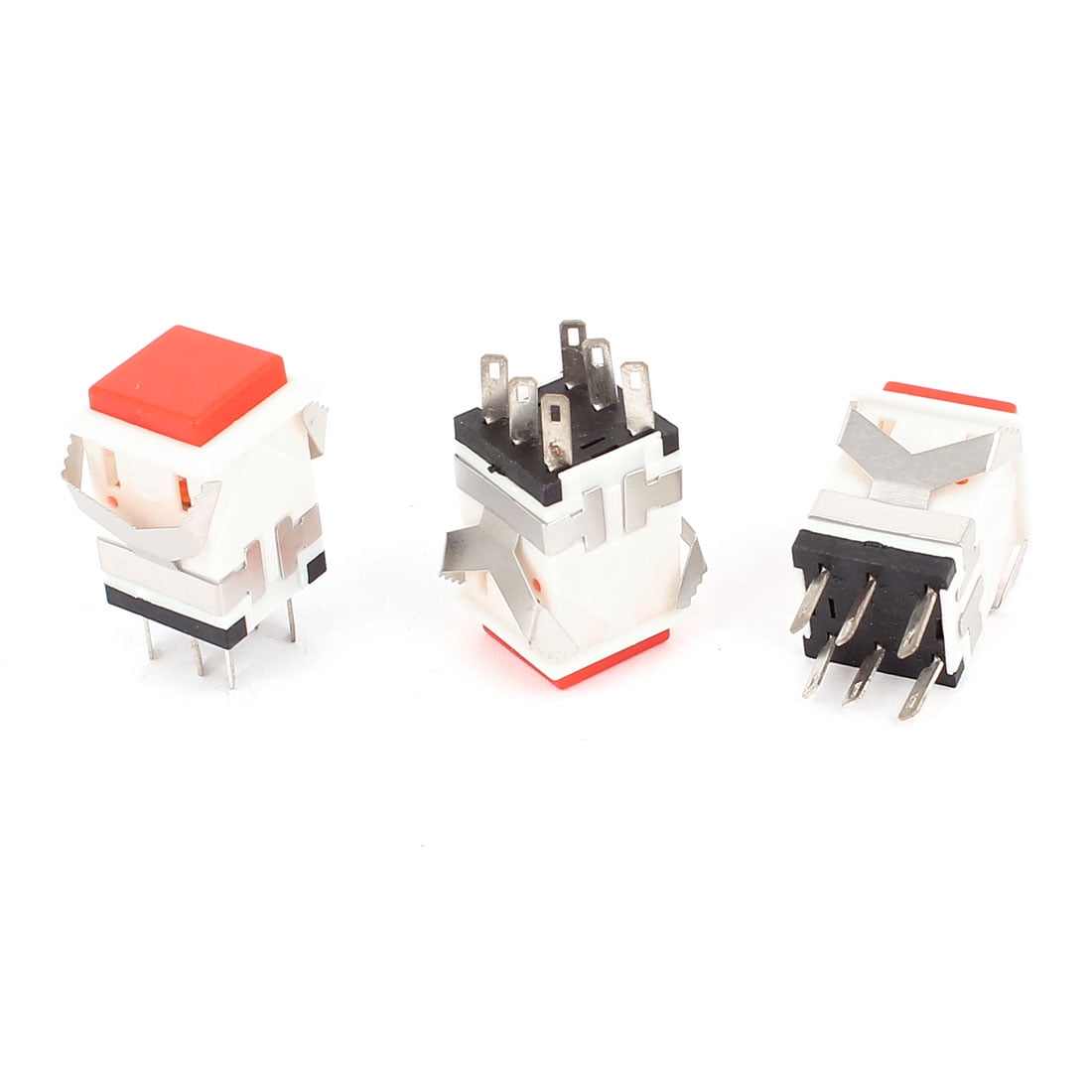 Off Square Red Blue Black 6A 125V DIY Electronics 5 Pcs Switch Push Button On 