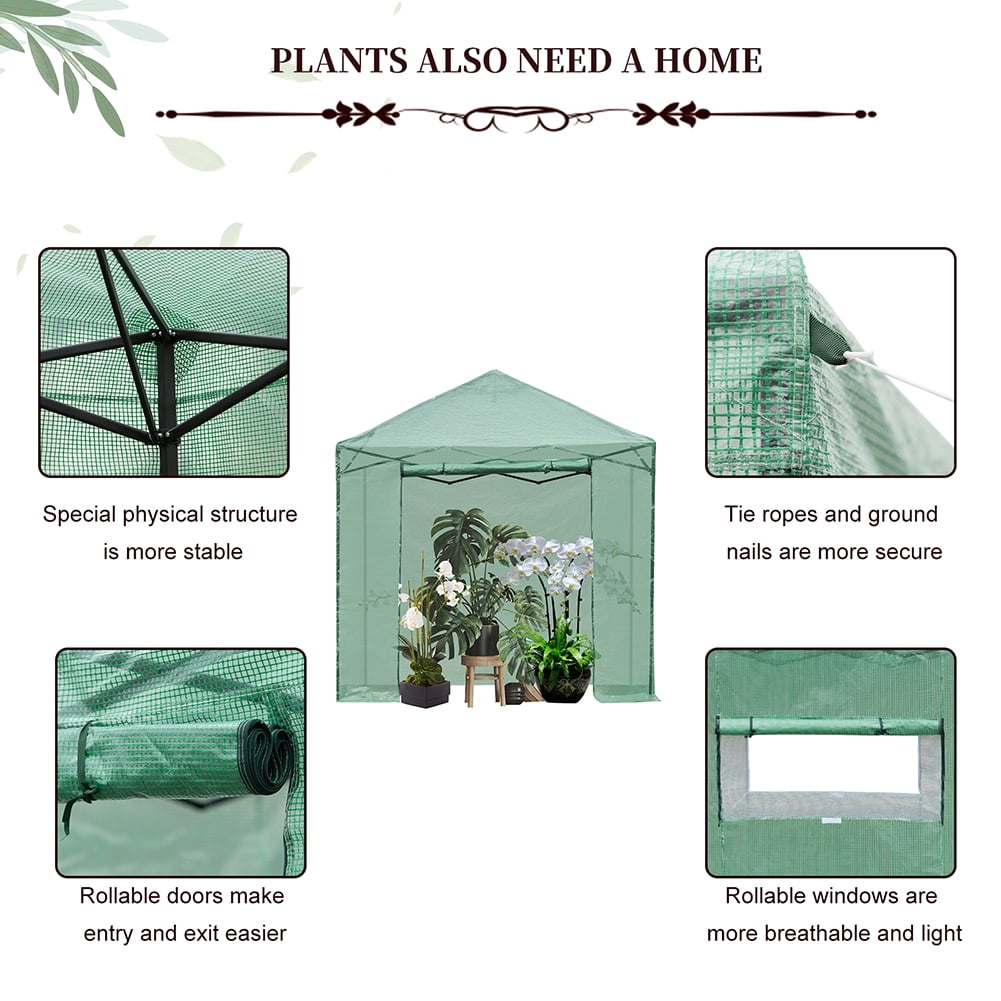 Private Jungle Outdoor Greenhouse with Observation Windows, 8*6ft Plastic Sprayed Iron Pipe PE Mesh Foldable Shed Green Private Jungle Outdoor Greenhouse with Observation Windows, 8*6ft Plastic Sprayed Iron Pipe PE Mesh Foldable Shed Green