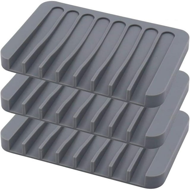 Jabonera de Baño, Jabonera de Silicona Antideslizante con Drenaje Automático