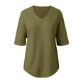 thumbnail image 5 of WENWU Women's V Neck Batwing Half Sleeved Shirt Knit Loose Shirt Solid Color Top Cute Workout T Shirts Top Women Loose, 5 of 5