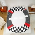 thumbnail image 5 of jejeloiu Classic Geometric Checkered Bed Sheets,Racing Track King Sheets,Red Black White Sheet Set For Boys Kids,Microfiber Bedroom Decor,4 Pieces, 5 of 7