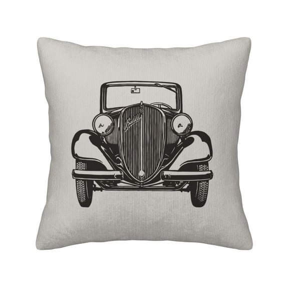 Square Throw Pillow Covers with Core, Hand Painted Vintage Cars Pillows for Sofa Beds, 18" x 18" Multicolor