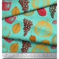 thumbnail image 2 of Soimoi polyester Crepe Fabric Mushroom,Grapes & Fresh Fabric Prints by Yard 52 Inch Wide, 2 of 3