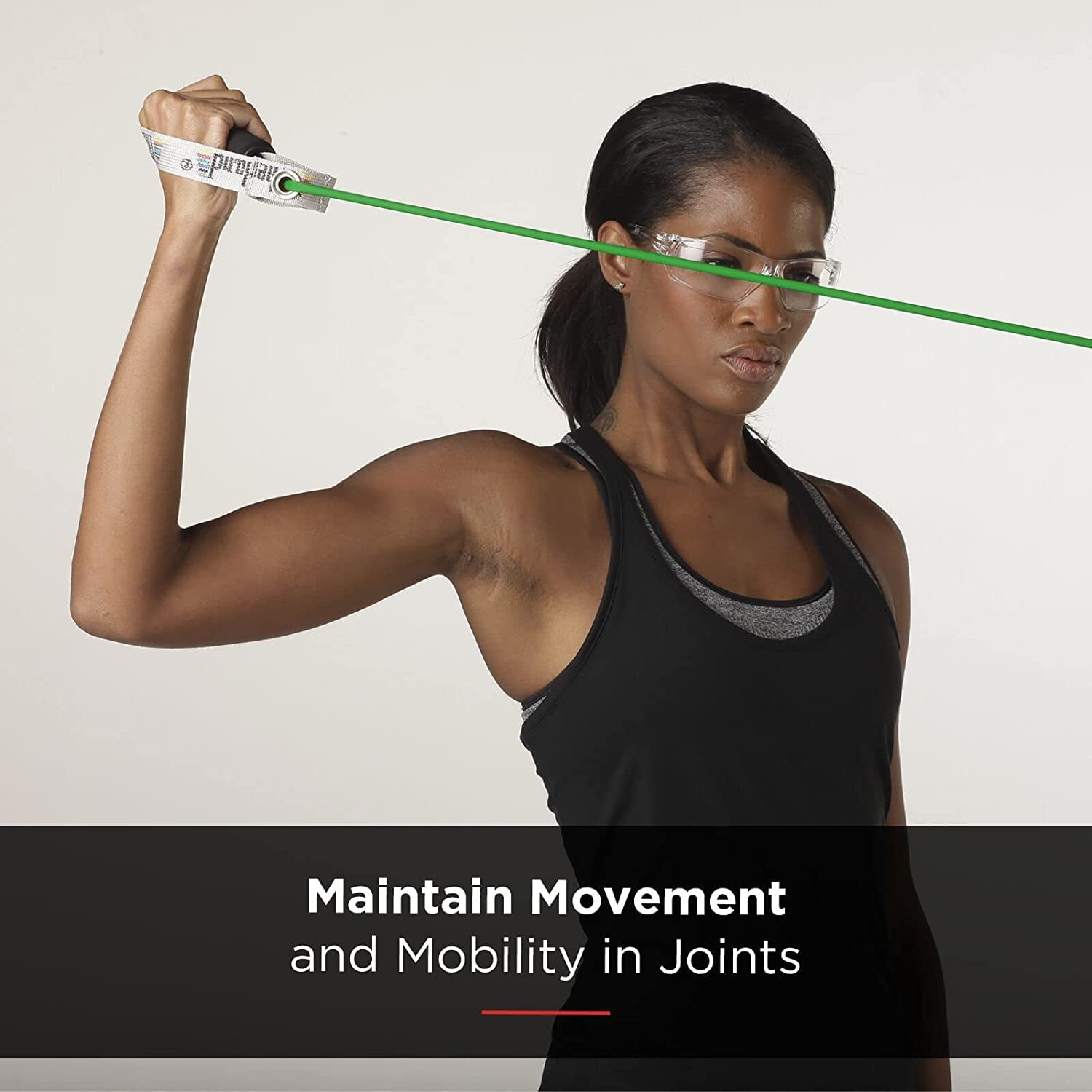 THERABAND Resistance Tubing, Hard PVC Handles, 48 IN, Green, Heavy Thickness, 4.6 LBS Resistance, Level 4